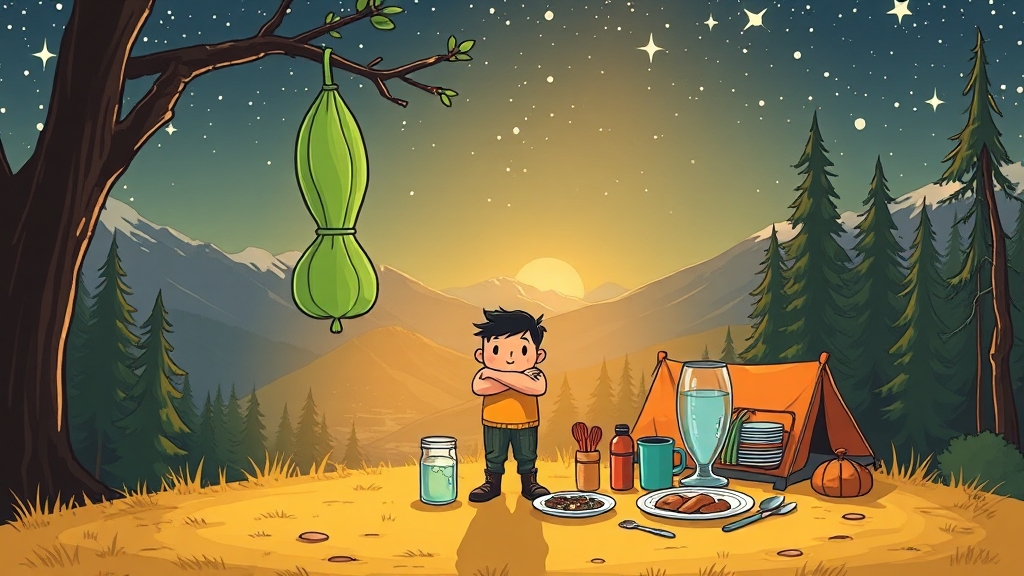캠핑 물 절약 필수템 (cartoon 스타일)