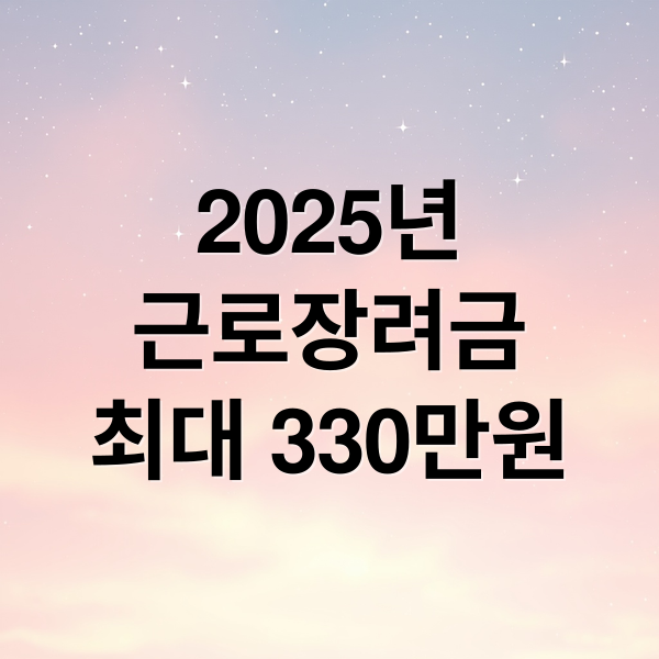 2025년
근로장려금
최대 330만원 (근로장려금 330만원 신청자격)