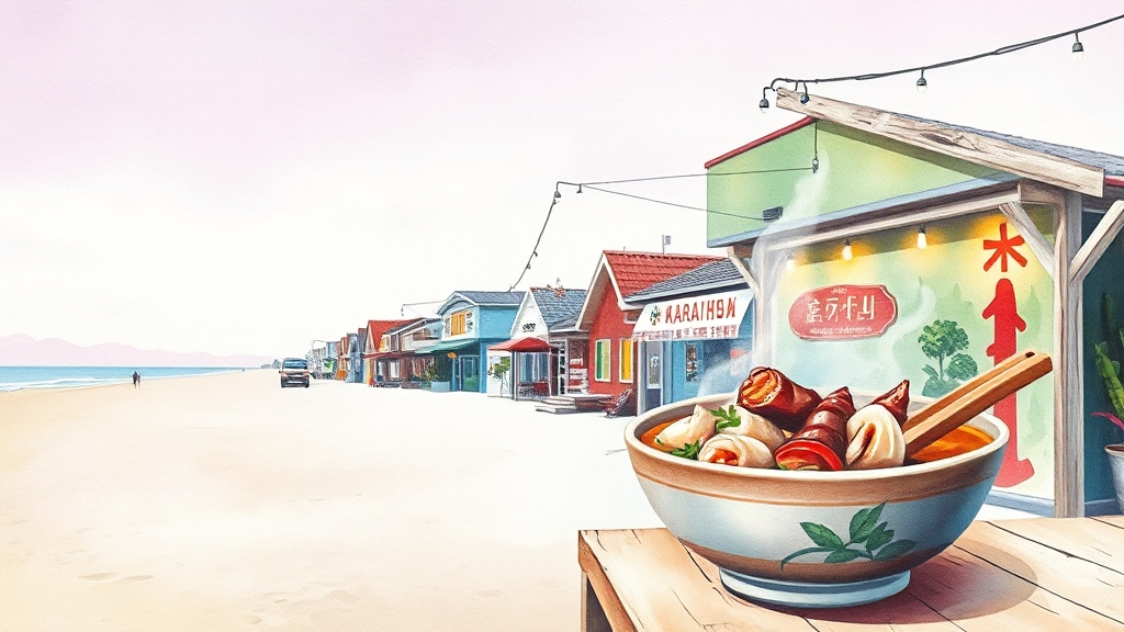대천해수욕장 주변 맛집 & 숙소 (watercolor 스타일)