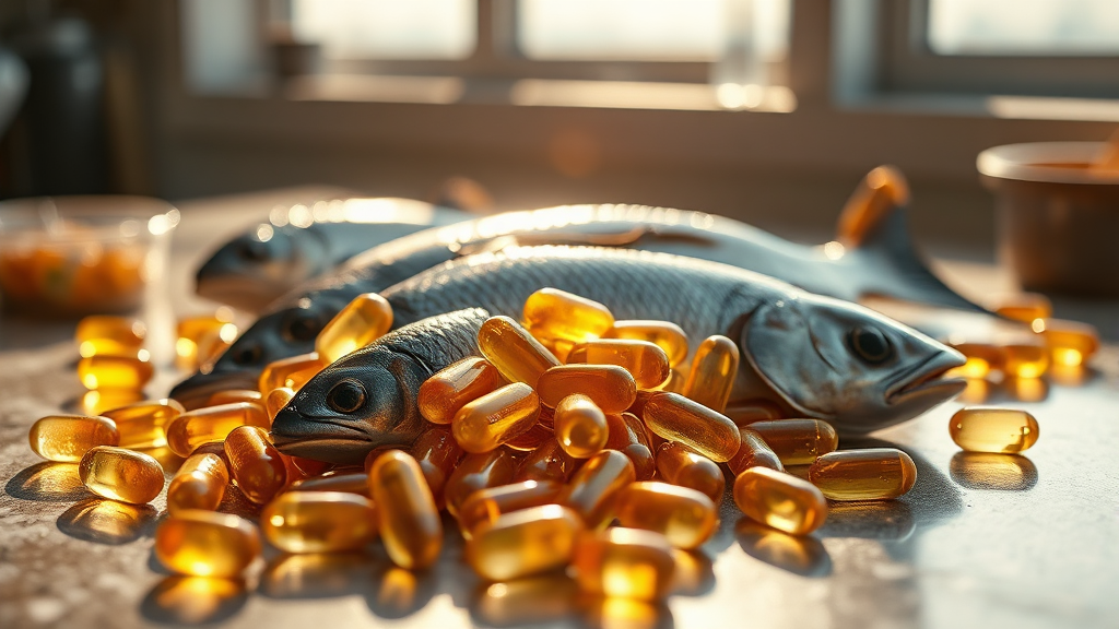 헤링 오일 섭취 방법 및 권장량 (realistic 스타일)