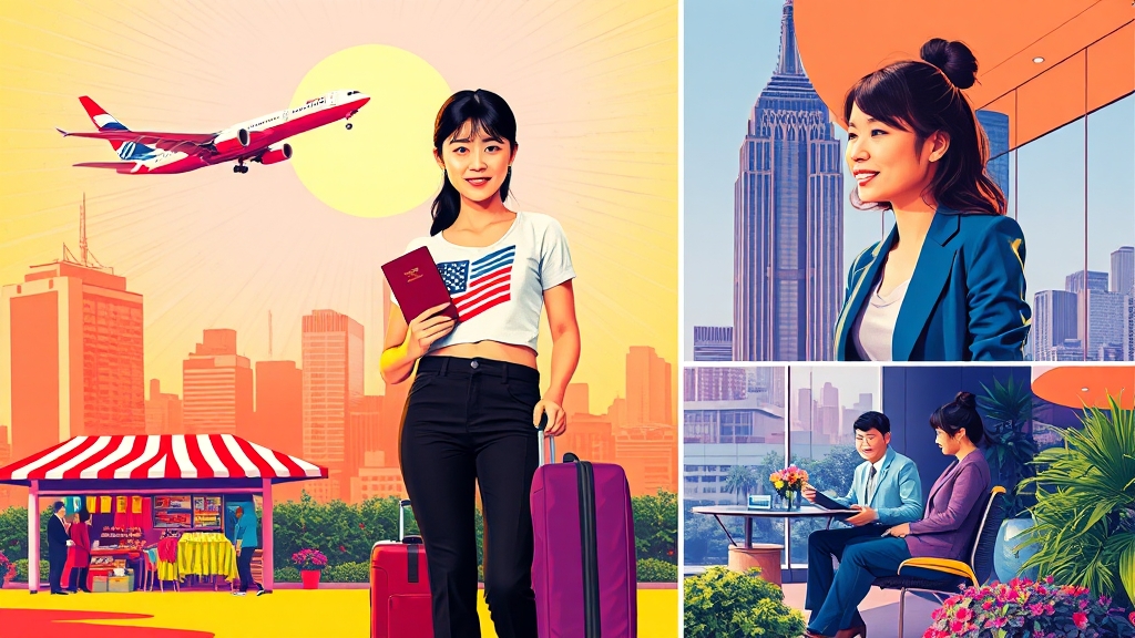 J1 비자 발급 후 미국 생활 준비 (popart 스타일)