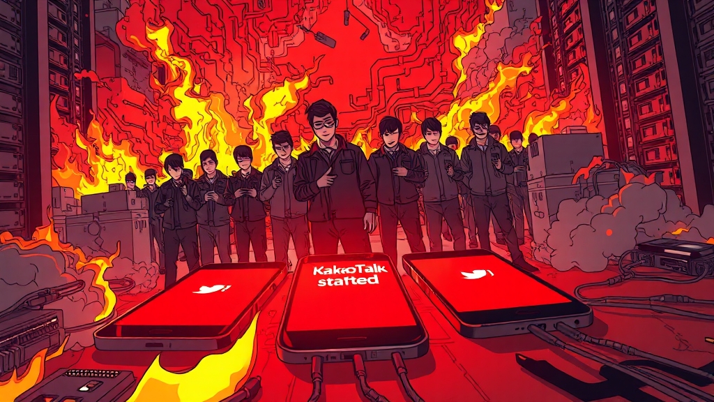 카톡 9/4 장애 원인 (illustration 스타일)