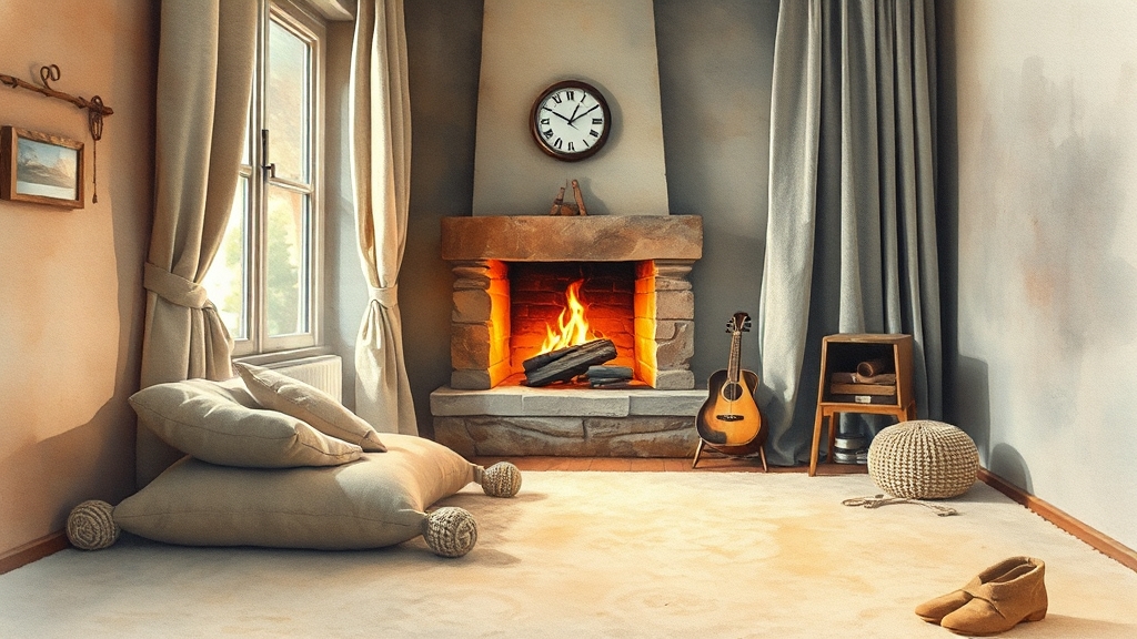 바닥 & 벽면 활용, 난방 효과 높이기 (watercolor 스타일) (재시도)