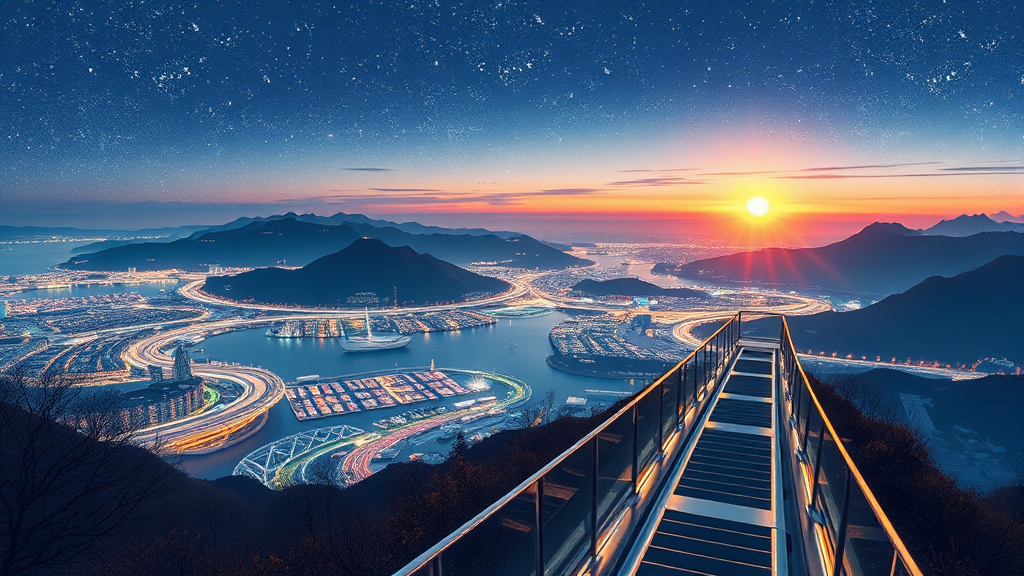 용마산 스카이워크, 시간대별 매력 탐구 (illustration 스타일)