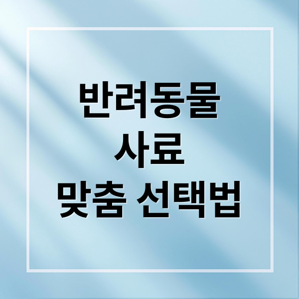 반려동물
사료
맞춤 선택법 (반려동물 사료 추천)