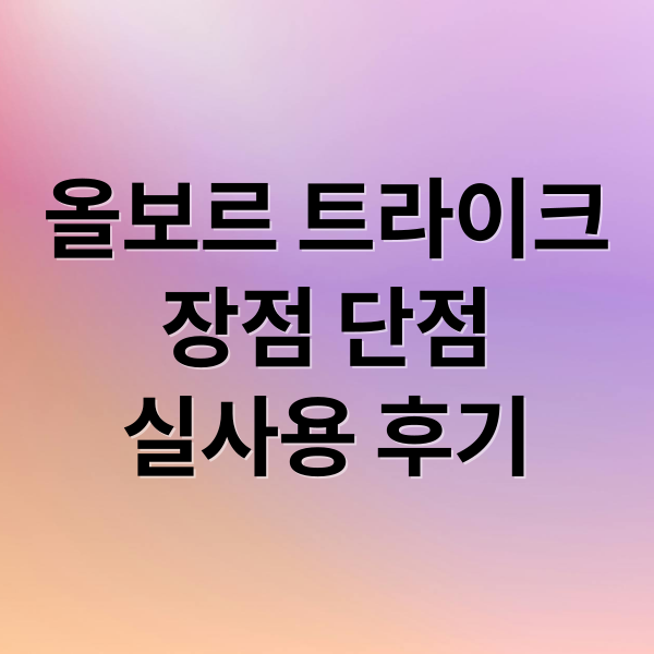 올보르 트라이크
장점 단점
실사용 후기 (올보르 트라이크)