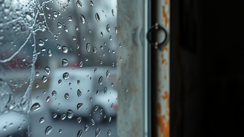 결로 발생 원인과 문제점 (realistic 스타일)