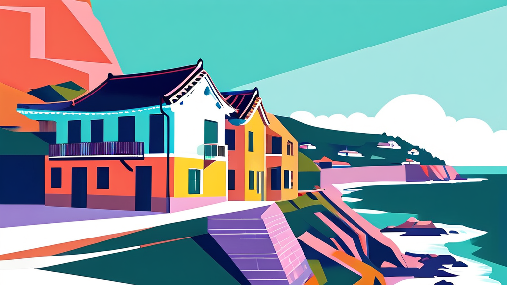 거제 한달살기 여행 시 유의사항 및 관광 정보 (illustration 스타일)