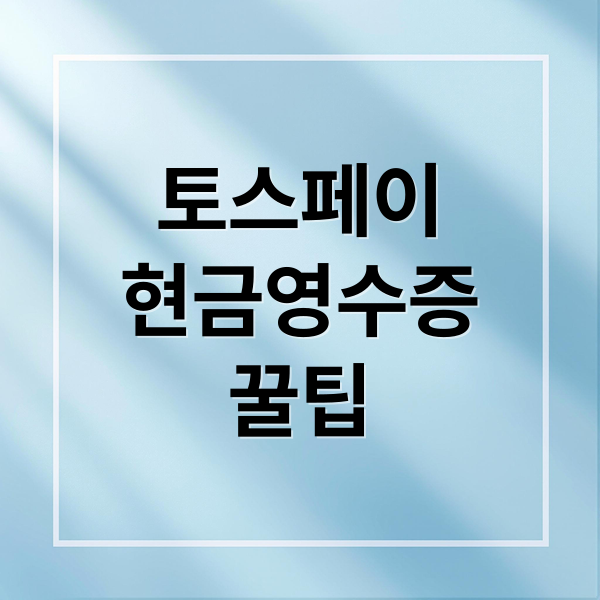 토스페이
현금영수증
꿀팁 (토스페이 현금영수증)