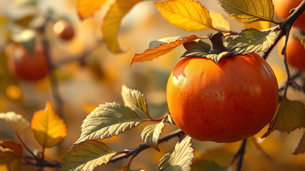 홍시 섭취 시 주의사항 (realistic 스타일)