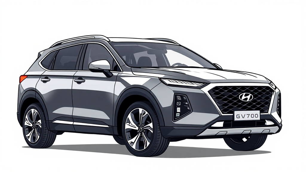 GV70 vs 싼타페: 디자인 비교 (illustration 스타일)