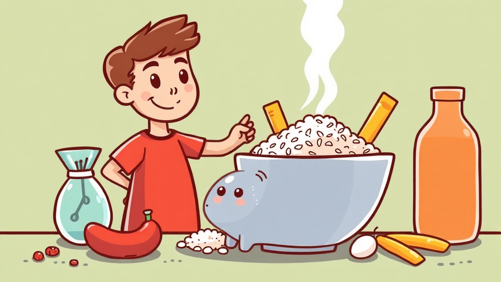 정제 탄수화물의 위험성: 흰쌀밥, 떡 섭취 주의보 (cartoon 스타일)