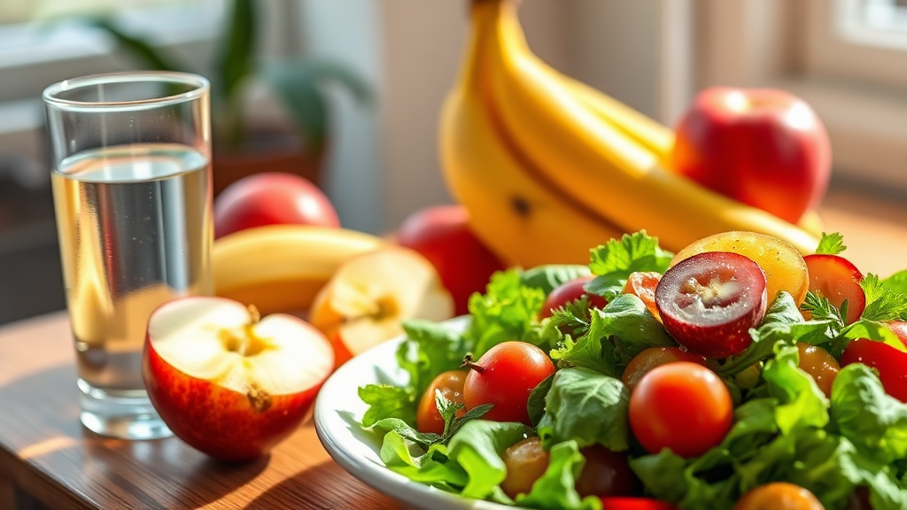 쾌변 돕는 식단 팁 (realistic 스타일)