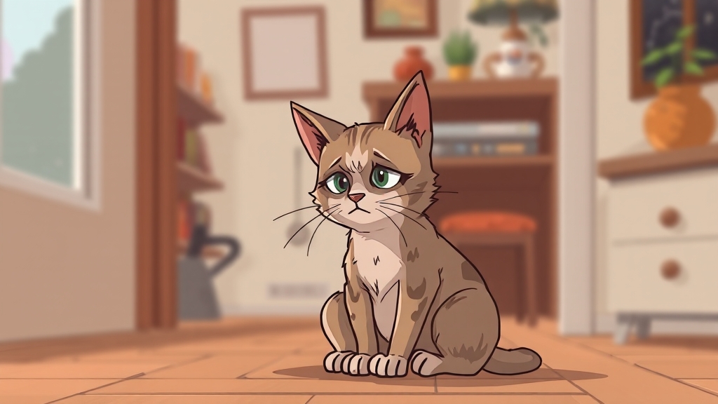 노령묘 행동 변화: 인지 저하 (illustration 스타일)