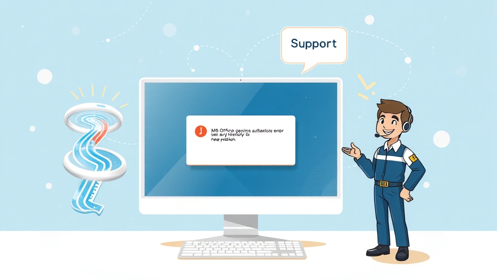 MS 오피스 정품 인증 오류, 이렇게 해결하세요! (illustration 스타일)