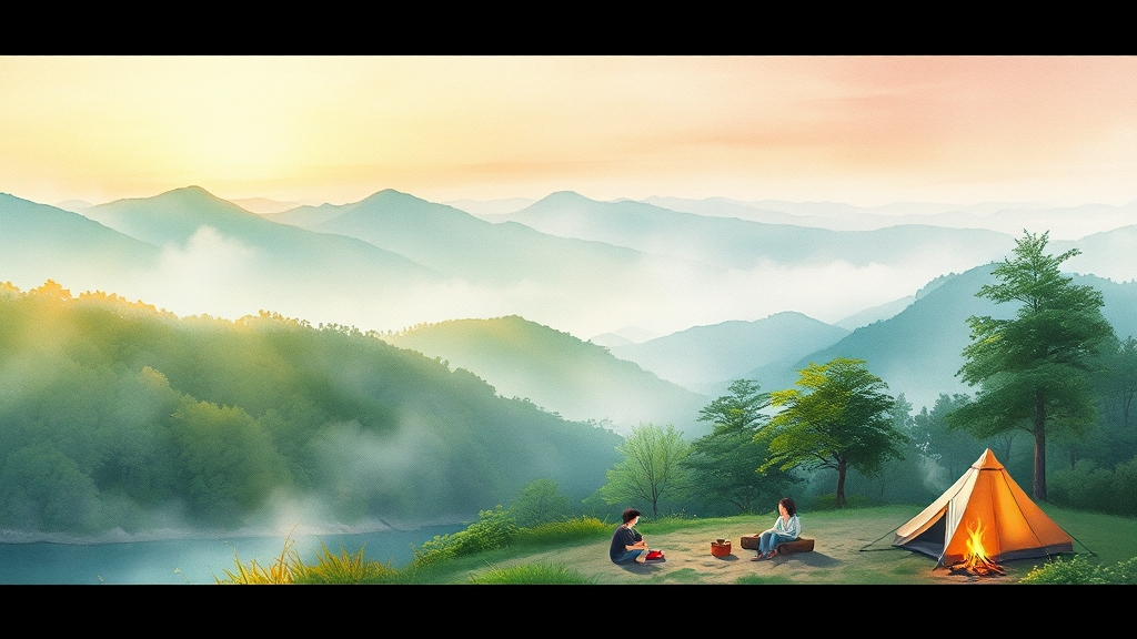 지역별 추천 캠핑장 (watercolor 스타일)