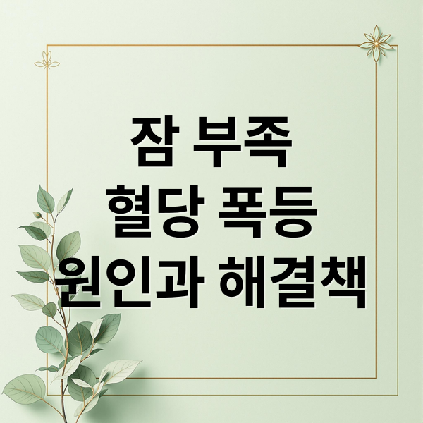 잠 부족
혈당 폭등
원인과 해결책 (수면 부족과 혈당 폭등)
