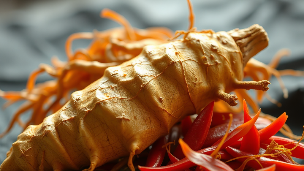 홍삼 vs 백진삼, 뭐가 다를까? (realistic 스타일)