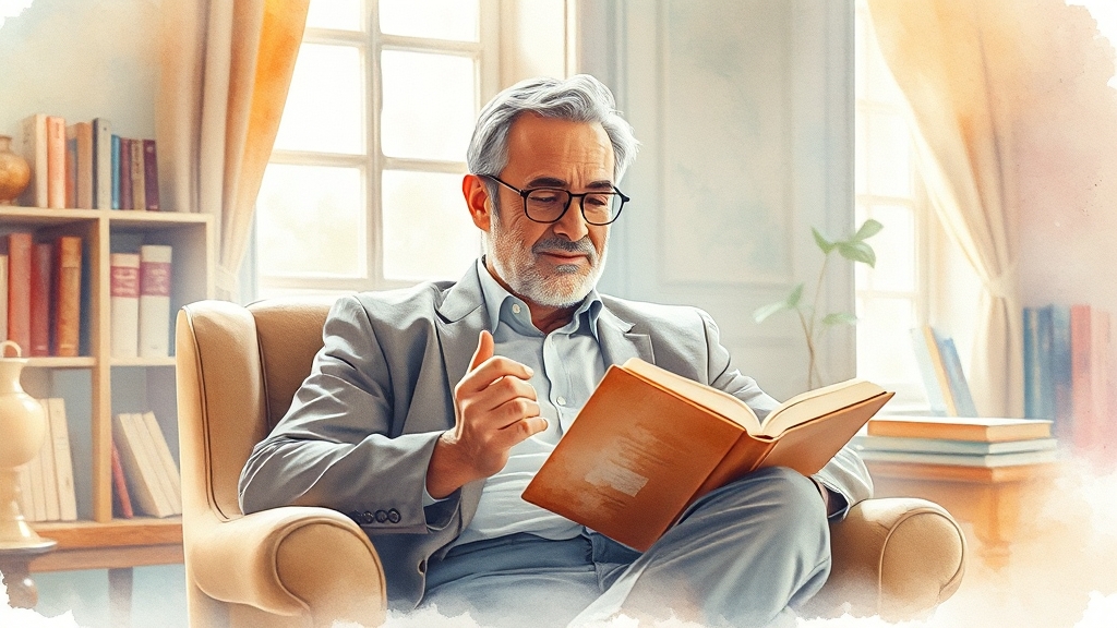 독서를 통한 새로운 시각 확장 (watercolor 스타일)