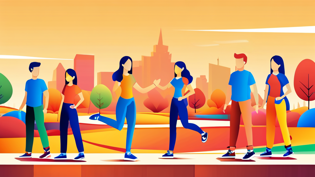 중랑구청 시설 및 정보: 생활체육, 평생학습, 교통, 복지 안내 (cartoon 스타일)