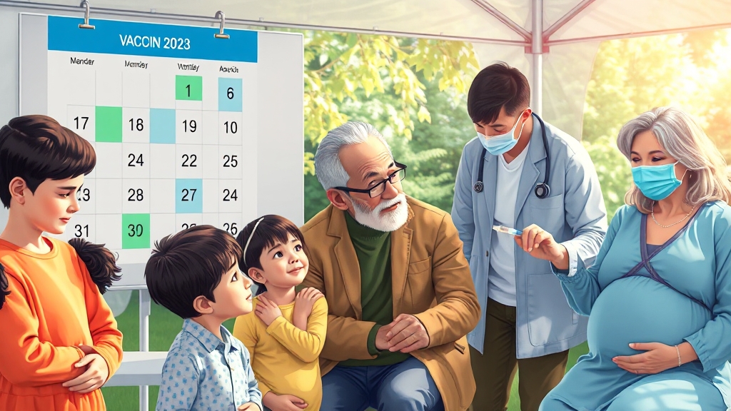 접종 대상 및 일정 (realistic 스타일)