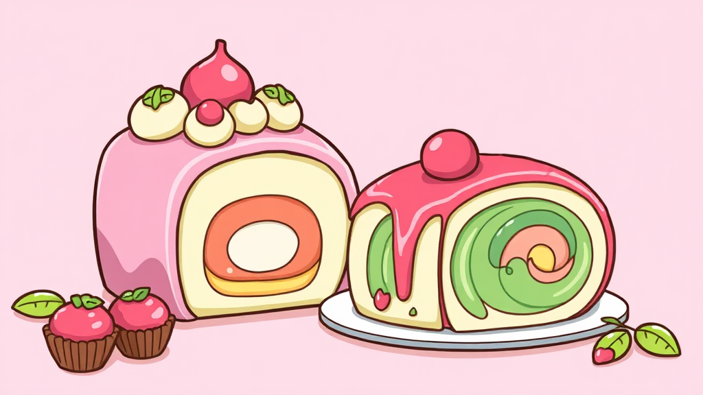 성심당의 다채로운 디저트 세계 (cartoon 스타일)