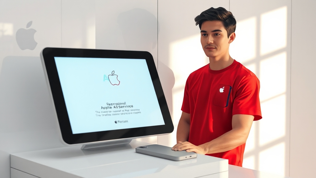 수리 및 교환: 애플 지원 및 서비스 센터 안내 (realistic 스타일)