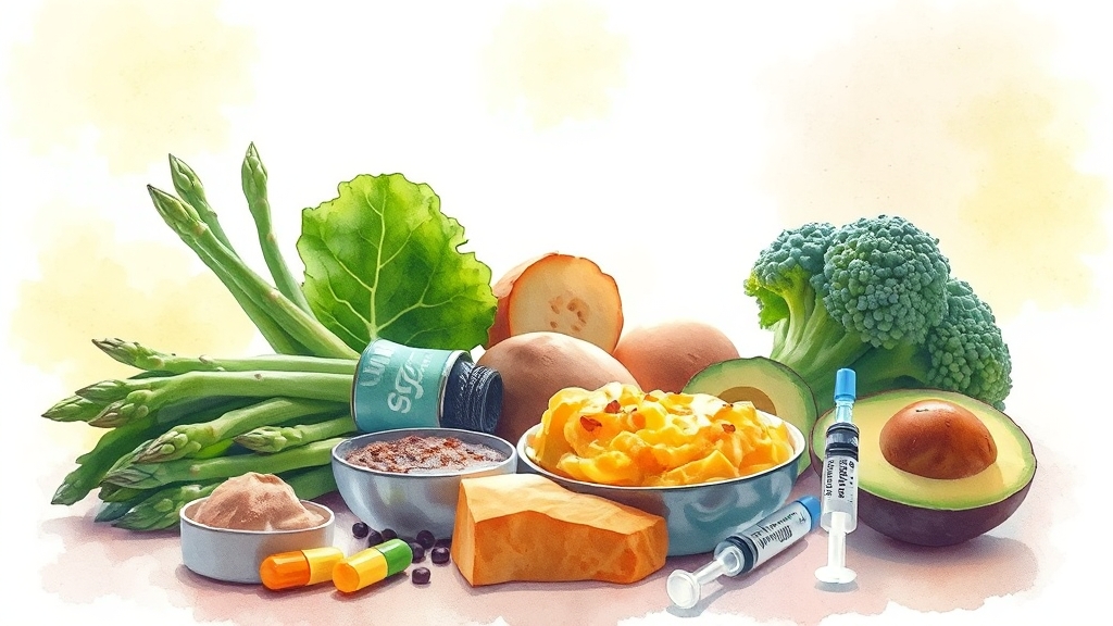 췌장암 환자를 위한 영양 및 면역 관리 (watercolor 스타일)