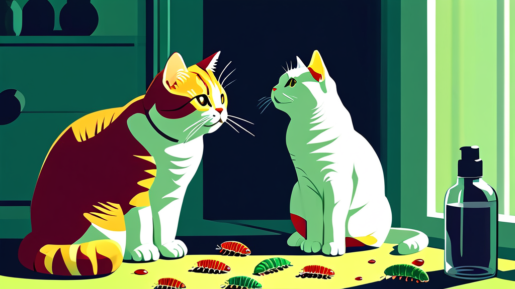 고양이 촌충 치료 및 예방 방법 (illustration 스타일)
