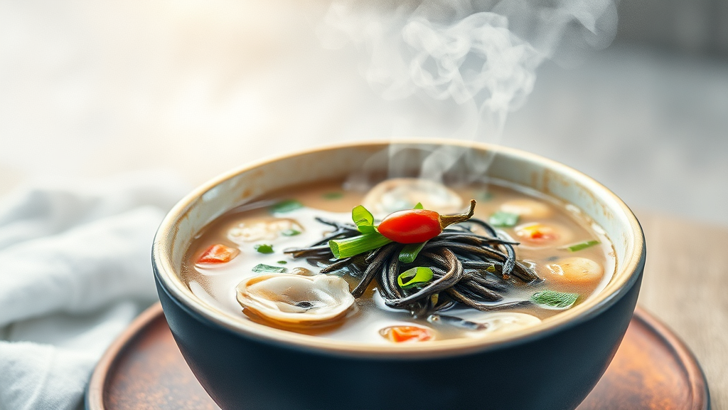 매생이국, 더 맛있게 즐기는 방법 (watercolor 스타일)