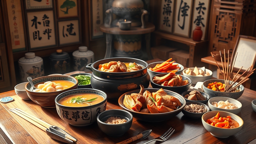 지역별 특색 있는 보양식 (realistic 스타일)