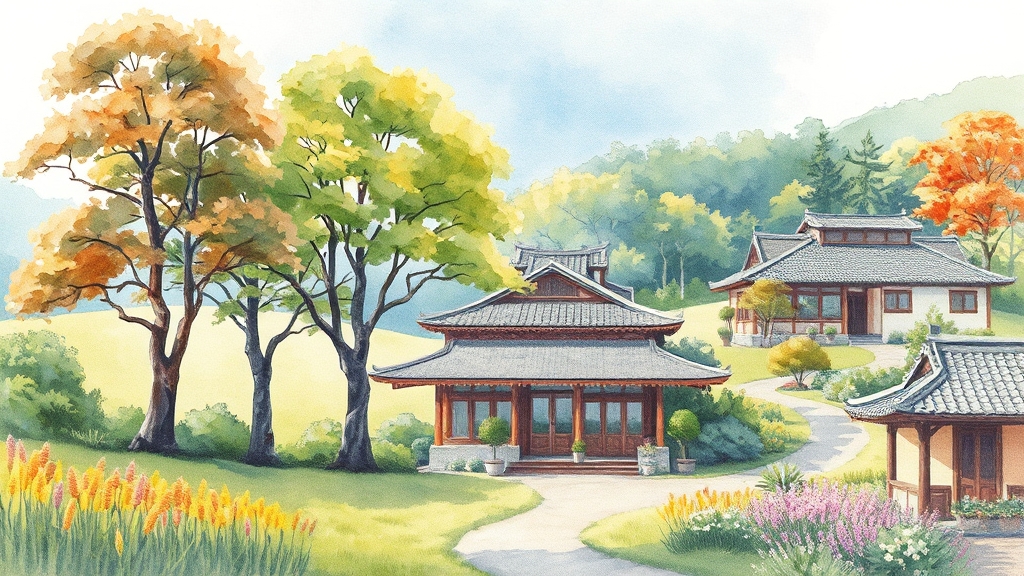 보리밥 맛집 주변 관광지 (watercolor 스타일)
