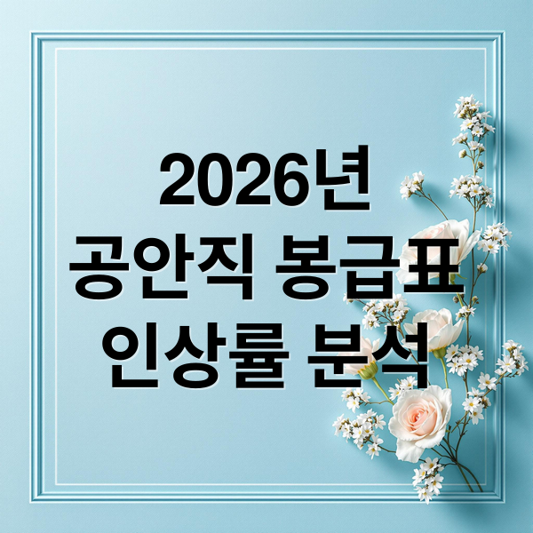 2026년
공안직 봉급표
인상률 분석 (2026 공안직 공무원 봉급표)