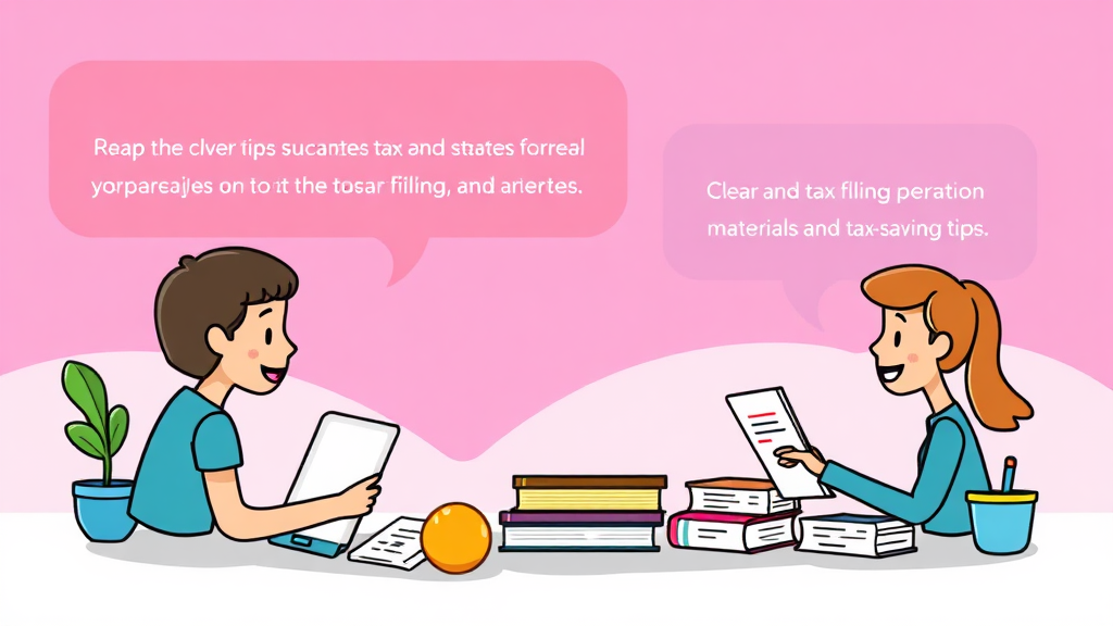 세금 신고 준비물 및 유의사항 (cartoon 스타일)