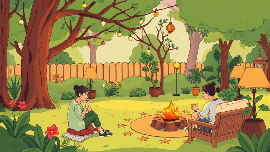 부대시설: 카페, 디저트, 즐길 거리 (cartoon 스타일)