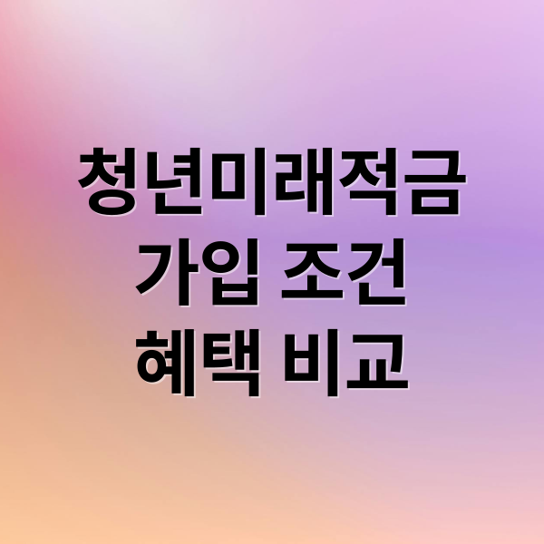 청년미래적금 가입 조건 혜택 비교