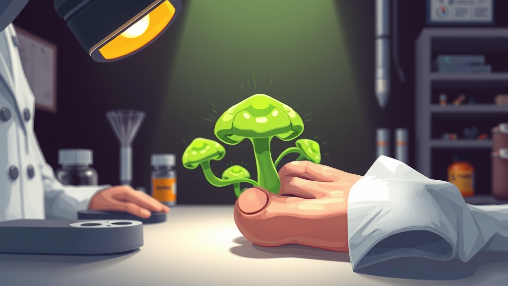 무좀 진단 및 병원 방문 (cartoon 스타일)