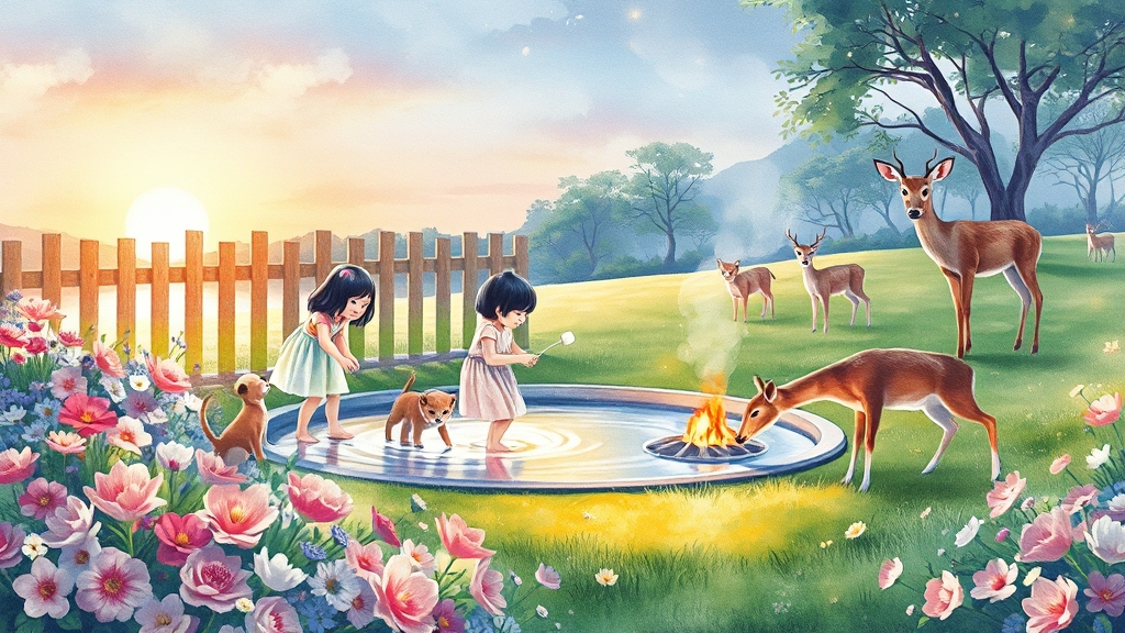 울산대공원, 도심 속 힐링 공간 (watercolor 스타일)