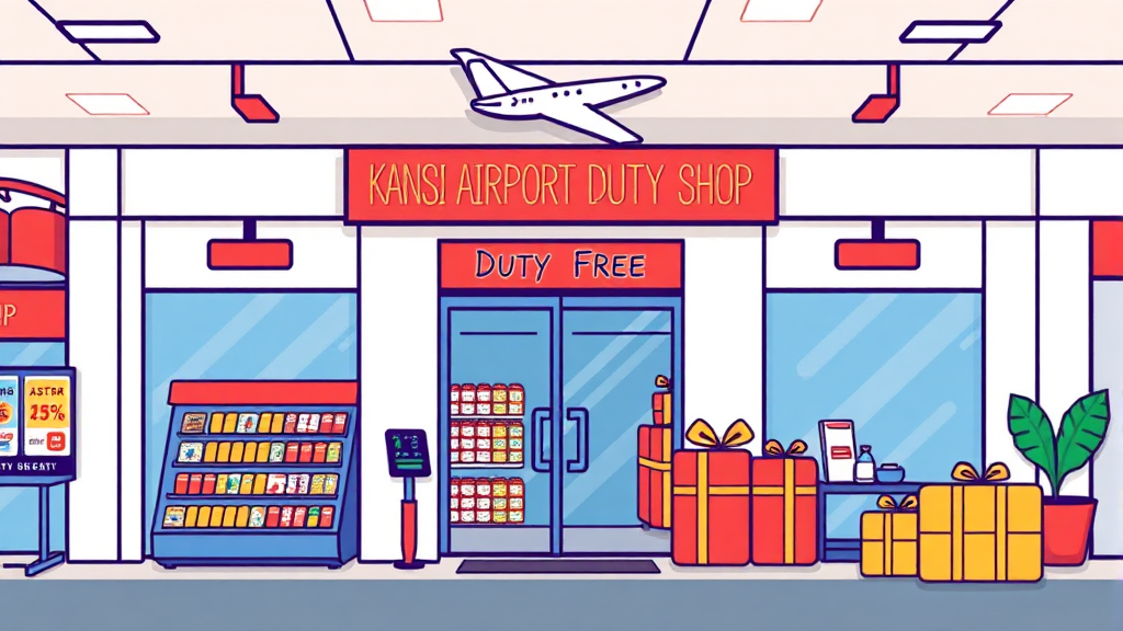 간사이 공항 면세점 온라인 사전 구매 가이드 (cartoon 스타일)