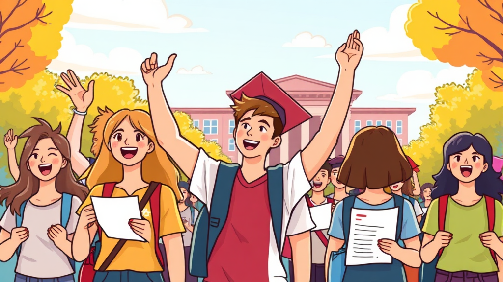 합격 발표, 이렇게 확인하세요! (cartoon 스타일)