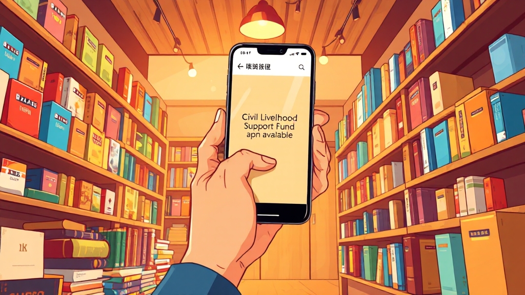 민생지원금, 사용 가능 서점 찾는 방법 (cartoon 스타일)