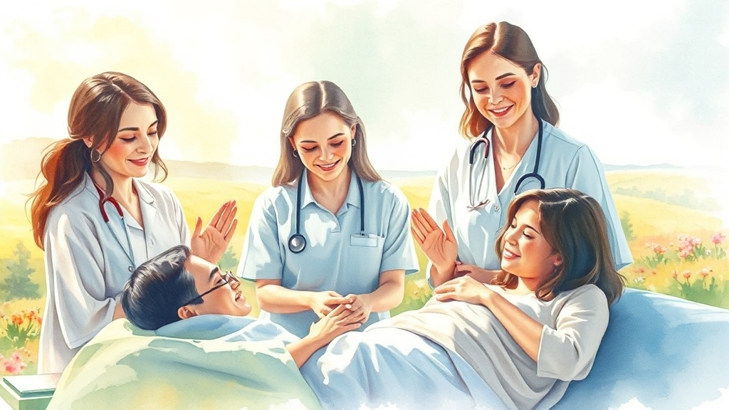 간병비 지원, 정부가 함께해요 (watercolor 스타일)