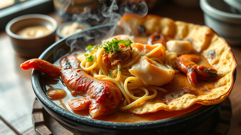 메뉴 추천: 손칼국수 & 해물전 (realistic 스타일)