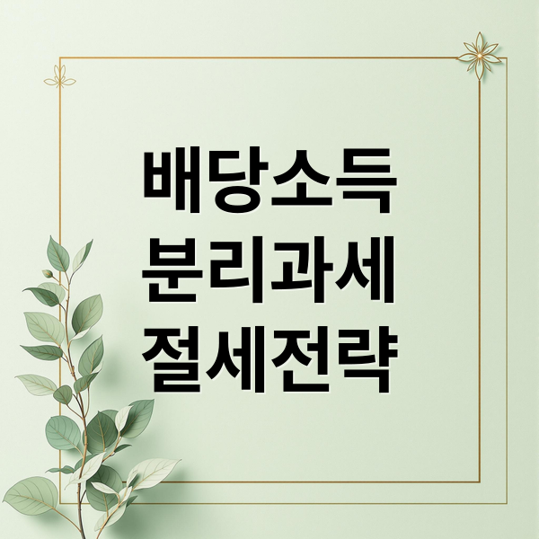 배당소득
분리과세
절세전략 (배당주 ETF 배당소득 분리과세)