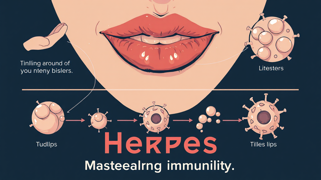 헤르페스 증상 및 진행 단계 (illustration 스타일)