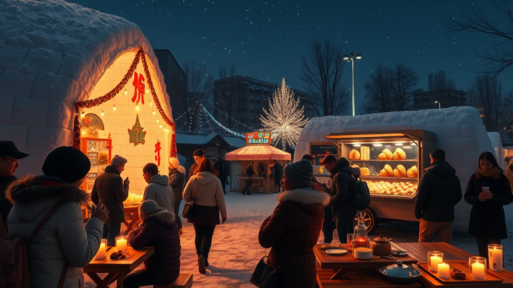 따뜻하게 즐겨요! 편의시설 & 먹거리 정보🍢 (realistic 스타일)