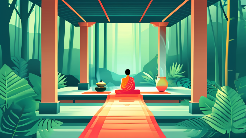 템플스테이 프로그램 완벽 분석: 명상부터 발우공양까지 (illustration 스타일)