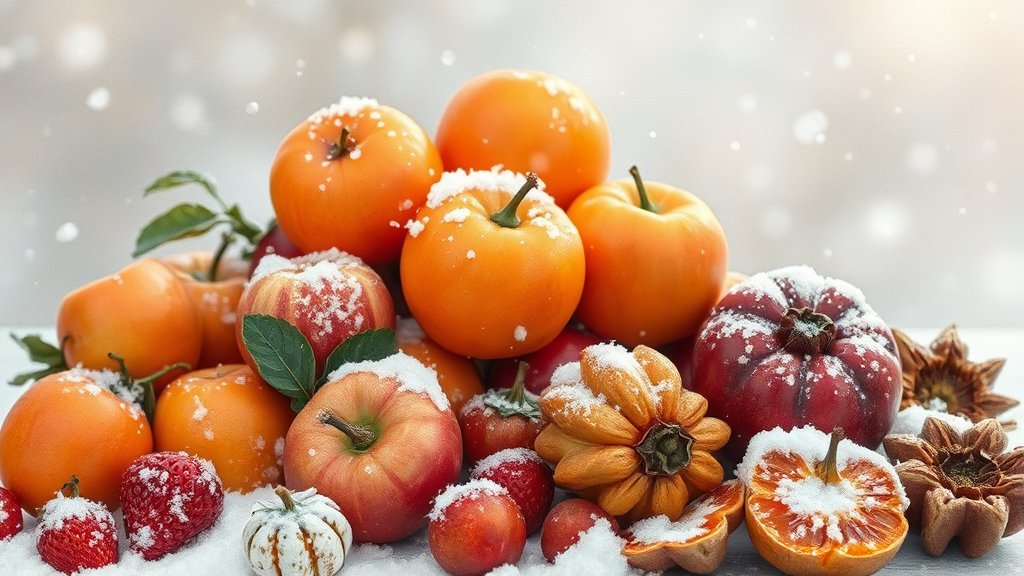 겨울 제철 과일 종류 (watercolor 스타일)