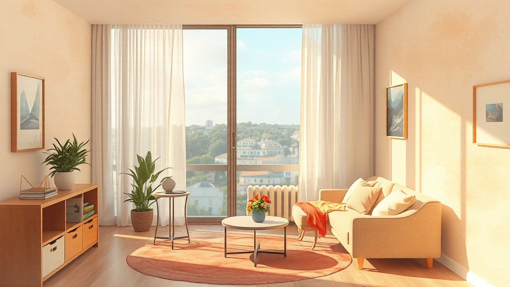 세대 평면 구성 및 특징 (watercolor 스타일)