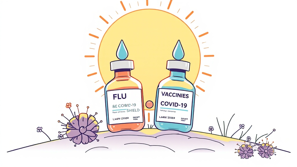 독감 및 코로나 동시 접종 (illustration 스타일)